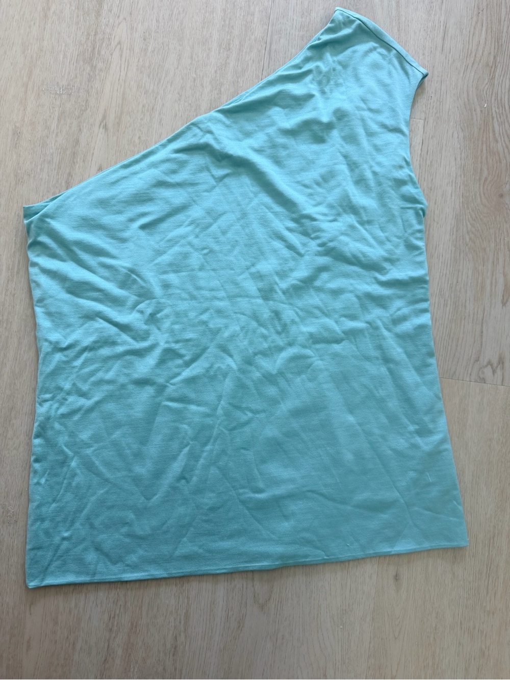 Ralph Lauren Black Label One-Shoulder Silk Top Mint Green Tiffany Blue Large